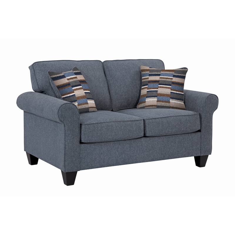 American Furniture Classics Model 8-020-A330V22 Eureka Rolled Arm Loveseat with Two Pillows