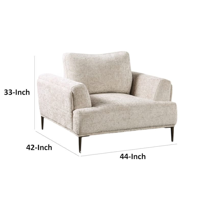 Batty Accent Chair, Light Brown Chenille, Attached Adjustable Back