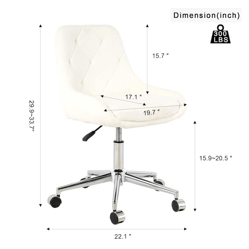 (set of 1)teddy fleece fabric with chrome legs chair,lift adjustment