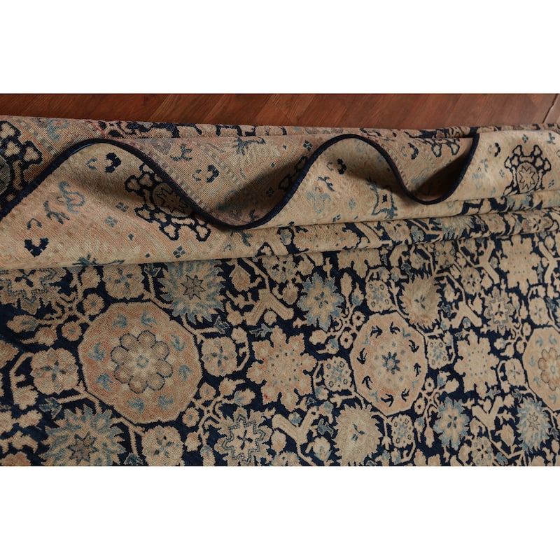 Hand Knotted Oriental 100% Wool Carpet Traditional All-Over Navy Blue & Blues Ziegler Area Rug - 9' 9'' X 8' 3''