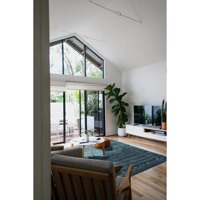 ECARPETGALLERY Hand Loomed Kashkuli Gabbeh Teal Wool Rug - 5'0 x 6'8