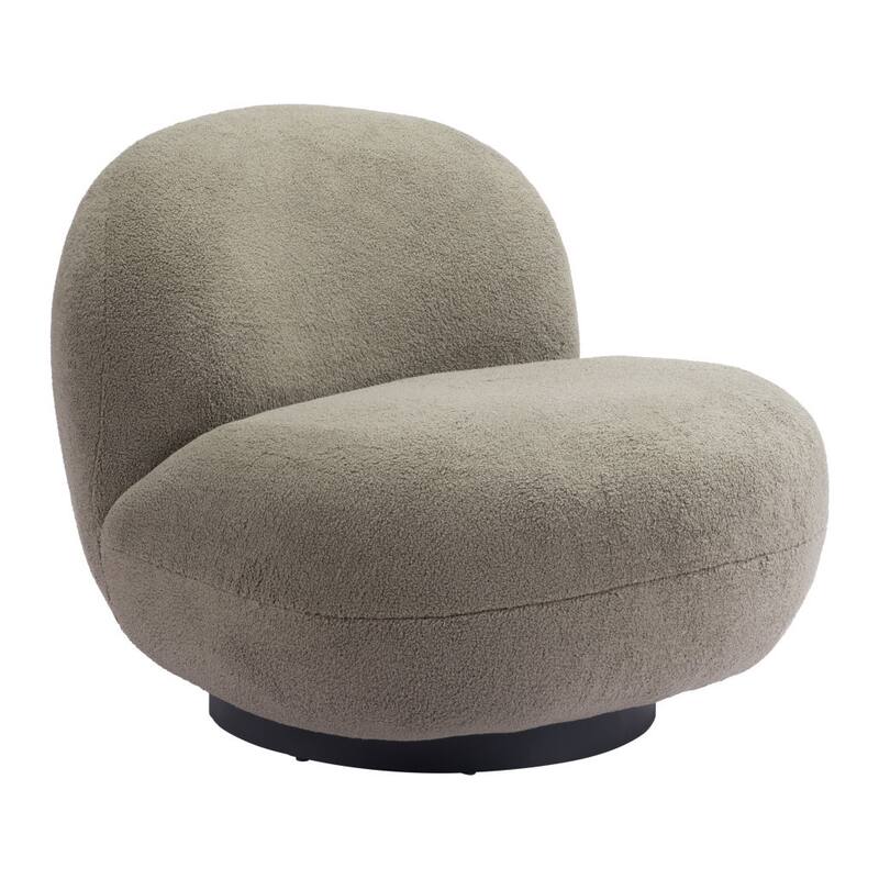 HomeRoots 30" Khaki Green And Black Sherpa Slipper Chair - 29.9' X '26.8' X '31.5