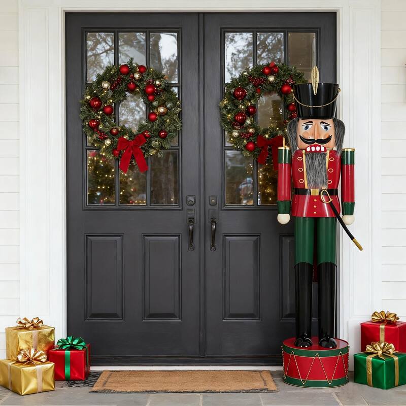 Christopher Knight Home - Jingle Classic Holiday Outdoor Iron Nutcracker Decor with Vibrant Festive Detailing