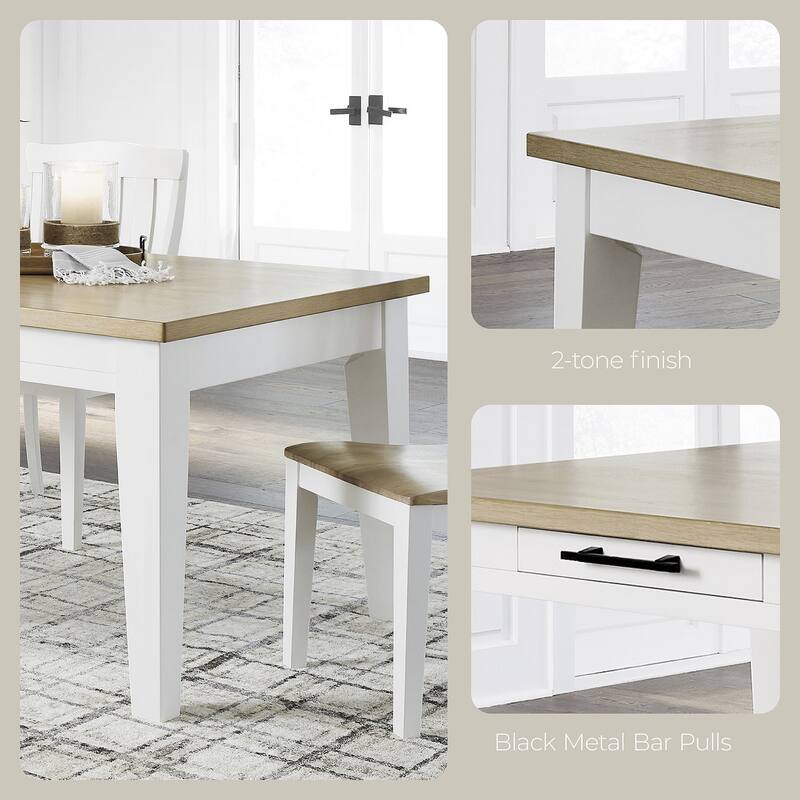 Signature Design by Ashley Ashbryn White/Brown Dining Table - 86" W x 42" D x 30.9" H