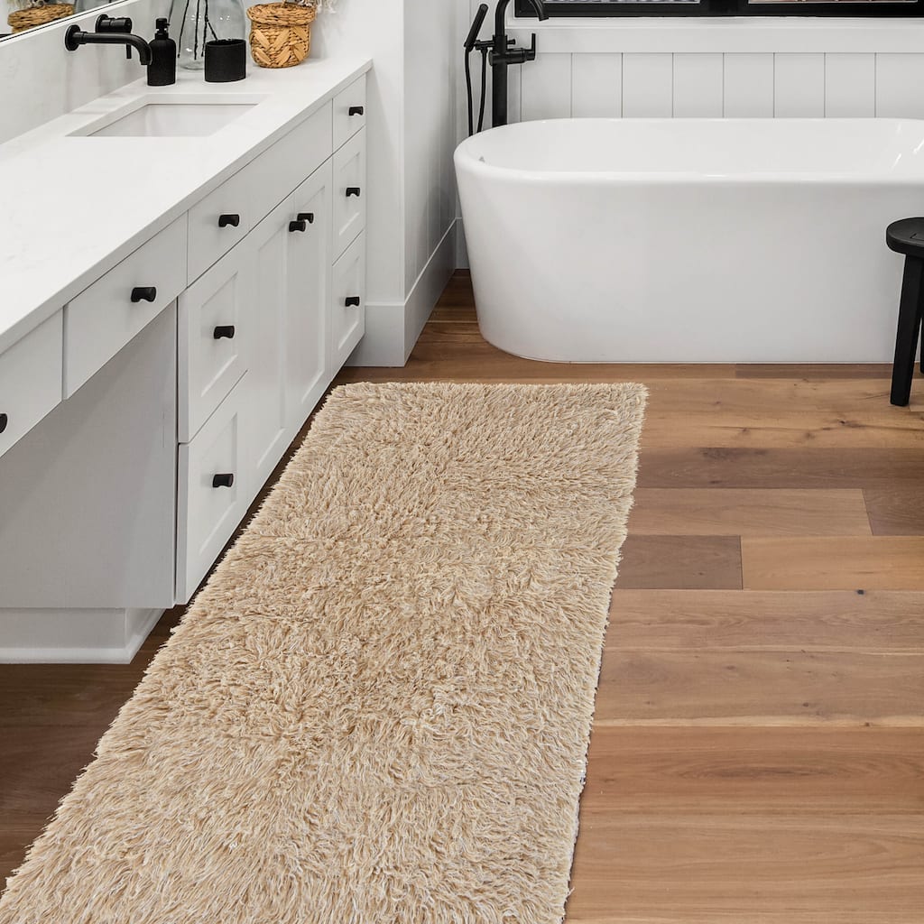 Linon Flokati Heavy Tan Rug (2' x 8') - 2'4" x 8'6" Runner