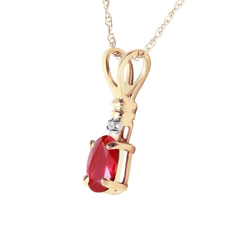 0.46 Carat 14K Solid Gold Pulse Natural Ruby Diamond Elegant Necklace
