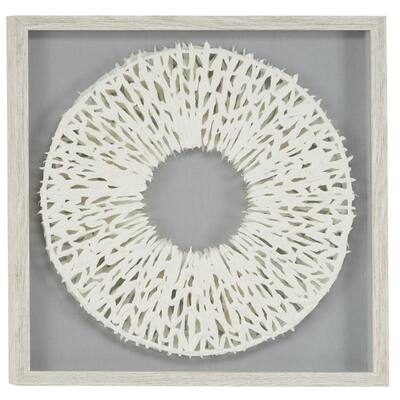 Paper Geometric Handmade 3D Circle Origami Shadow Box with Canvas Backing - White - Roche River Decor