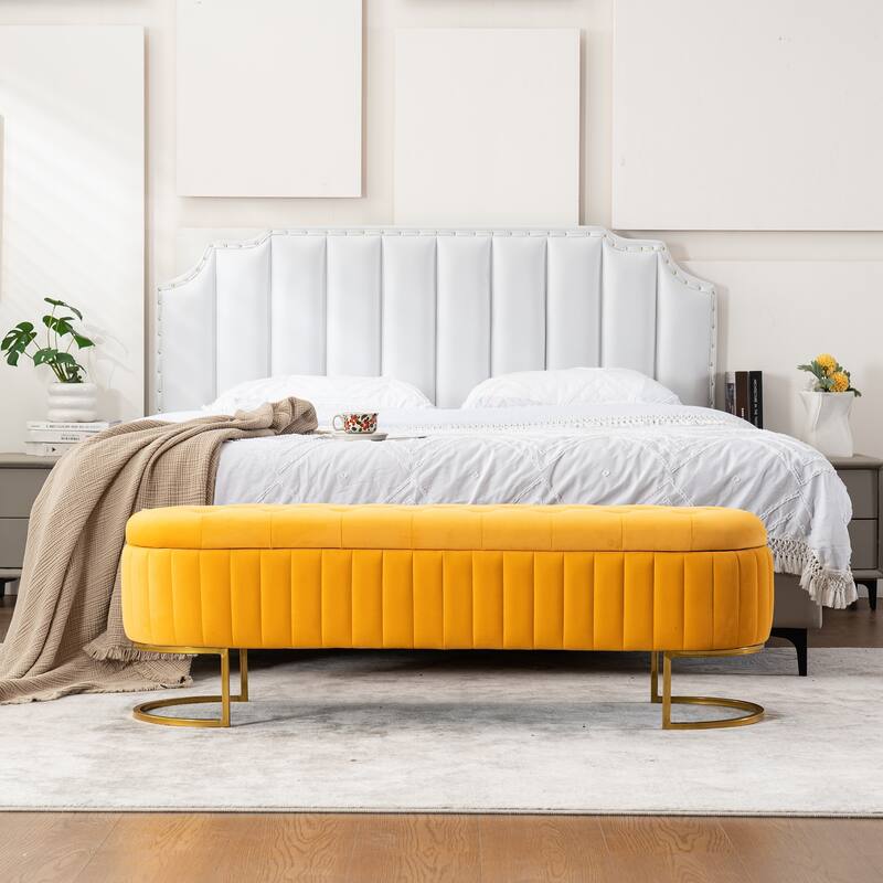 Velvet Storage Bench for Bedroom