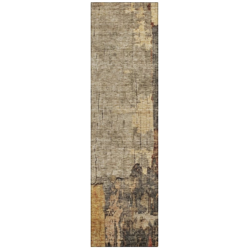 Machine Washable Indoor/ Outdoor Abstract Contemporary Chantille Rug