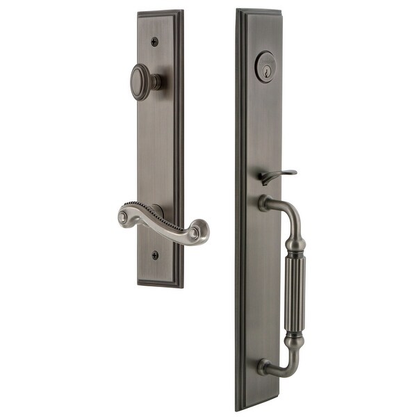 Grandeur CARFGRNEW_ESET_234_LH Carre Solid Brass Rose Left Handed Keyed Entry Single Cylinder Full Plate "F" Grip Handleset