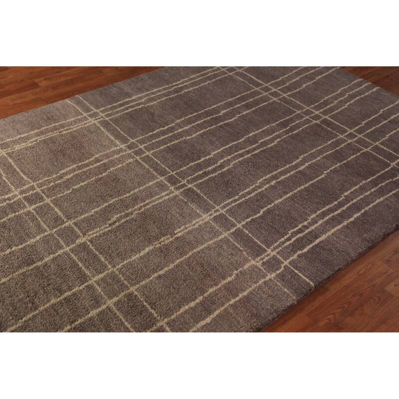 Moroccan Indian Area Rug Handmade Wool Carpet - 5'1" x 7'11"