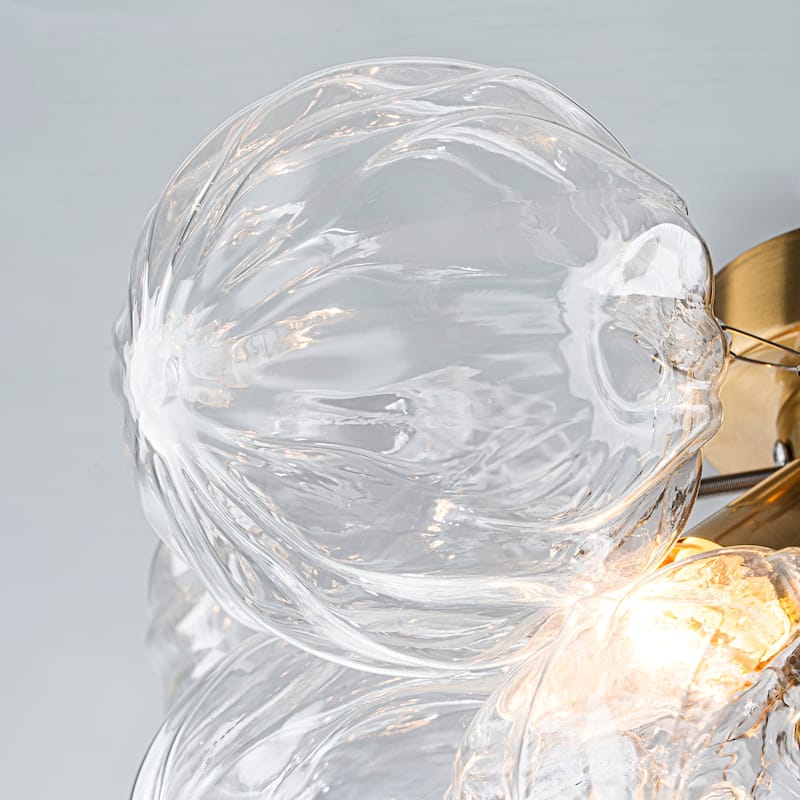 Starsky 3-Light 15in. Contemporary Textured Clear Glass Bubble Semi Flush Mount