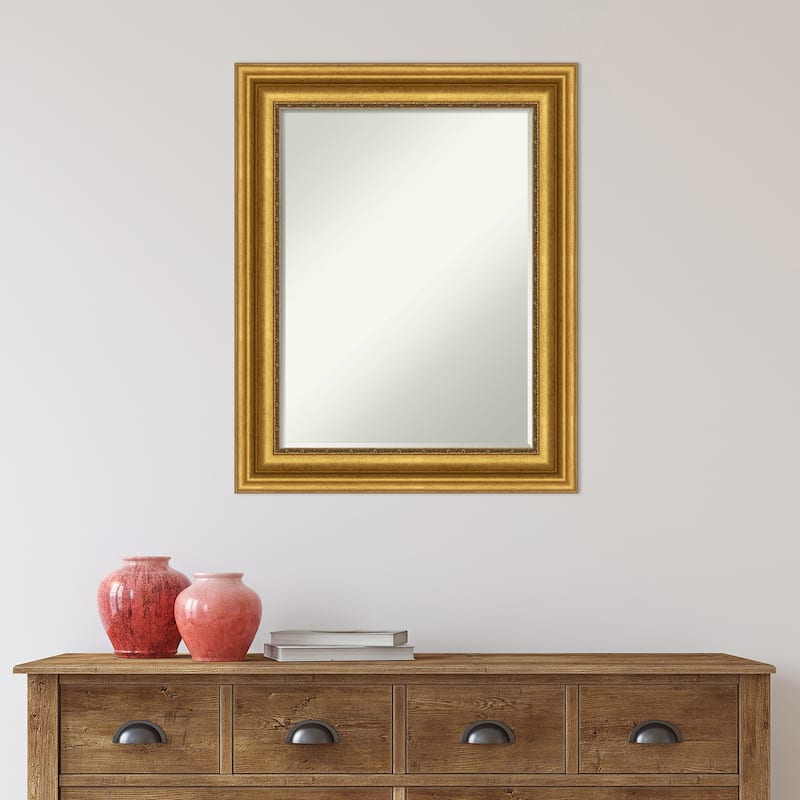 Petite Bevel Bathroom Wall Mirror - Parlor Gold Frame - 24 x 30 in