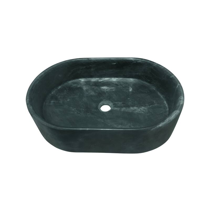 Roomfitters Marble Bathroom Vessel Sink, Natural Stone Countertop Wash Basin, Polished Oval Vanity Sink