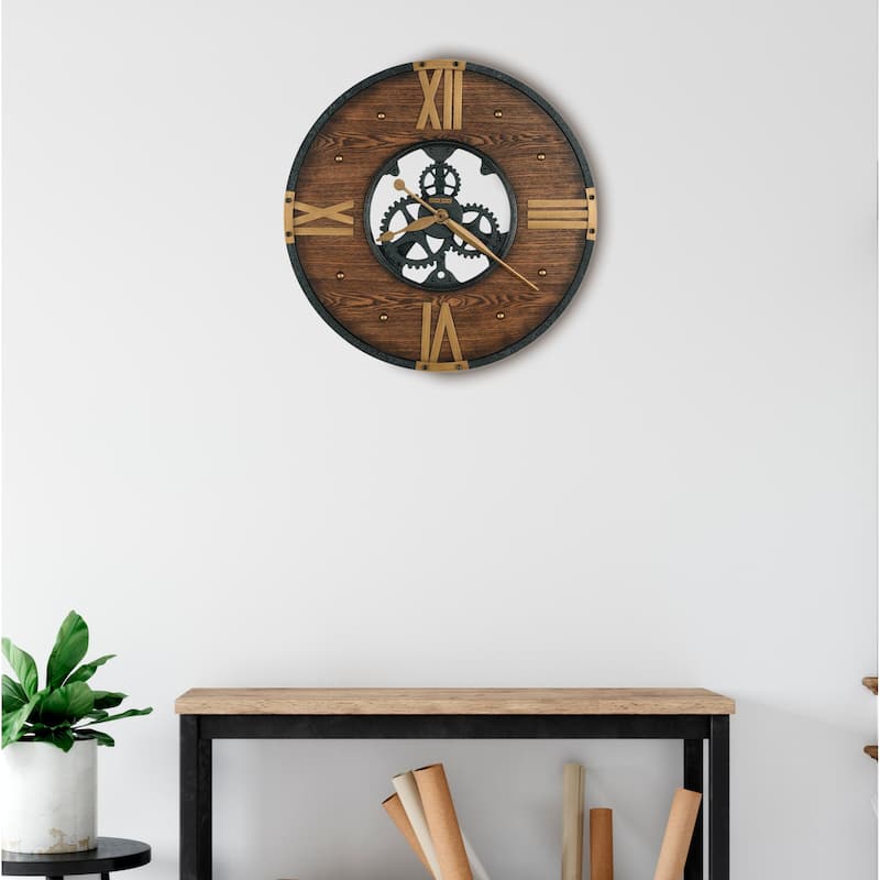 Howard Miller Murano Old World, Vintage, Eclectic, and Steampunk Style Gallery Wall Clock with Skeleton Movements - Brown