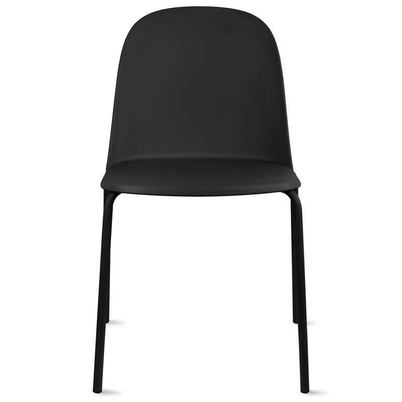 Set of 4 Modern Dining Side Chairs, Armless Molded Plastic Shell Seat with Metal Legs, Stackable Contemporary Chairs