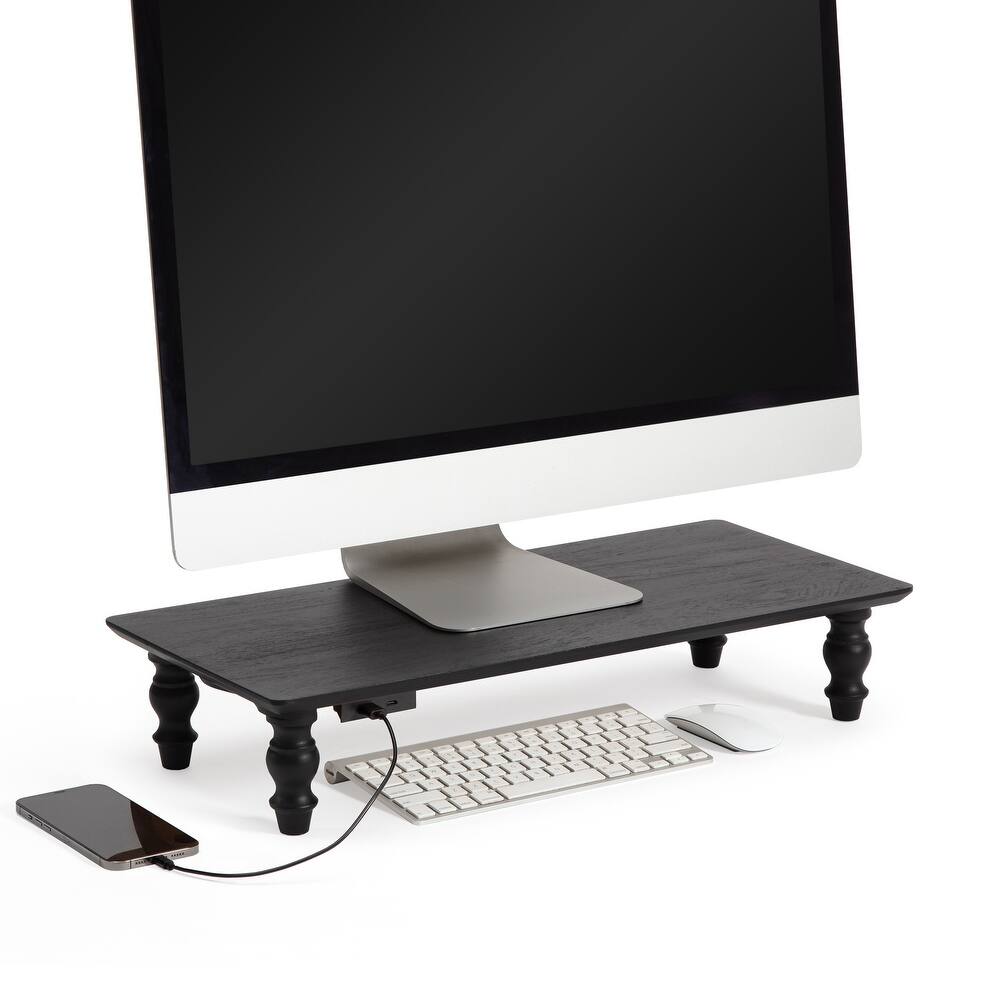Jani Wood Monitor Stand Riser Desk - Ergonomic Design Stand, Desktop Organizer Table for Home, Office Workspace, Gaming Desk