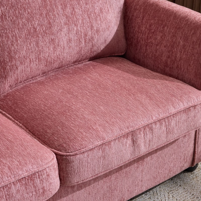 Chenille Loveseat With Floral Arms For Living Room
