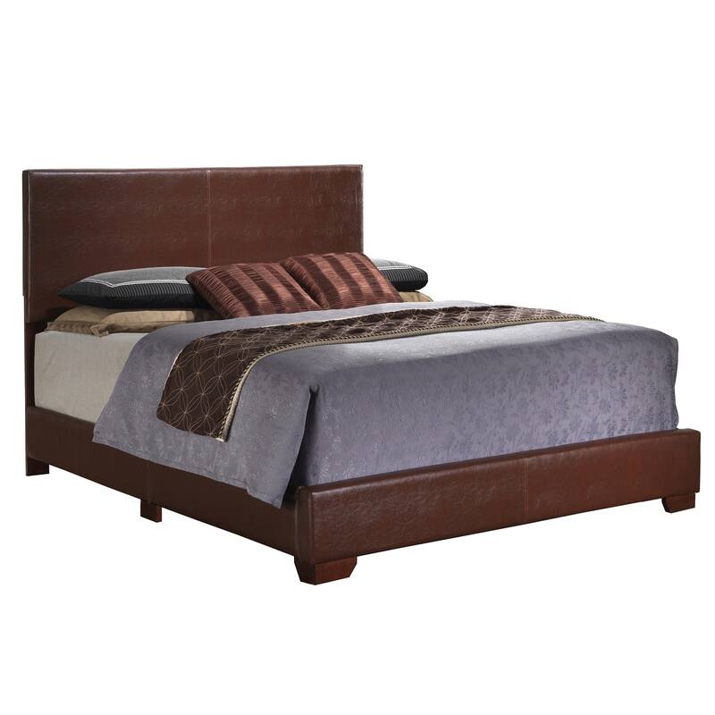 Full Faux Leather Upholstered Panel Bed - 81" - Dark Brown