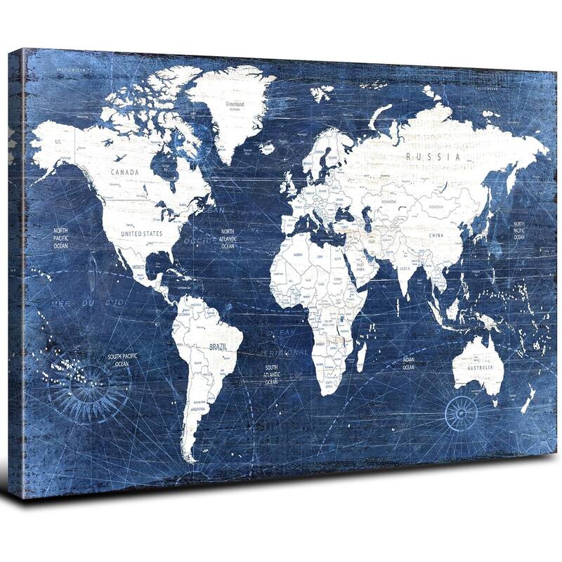 World Map Canvas Wall Art - 16 x 24