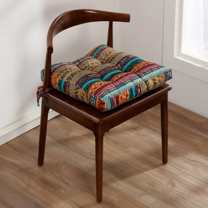 Greenland Home Fashions Southwest Triple Layered Chair Pad - 18 inches x 18 inches