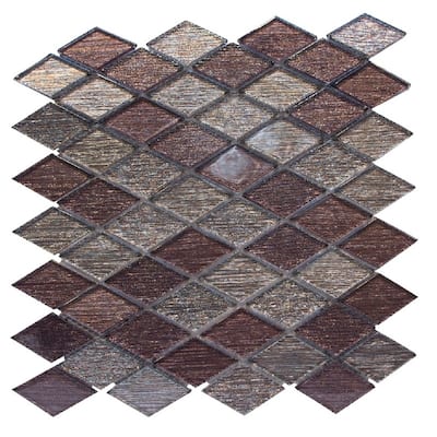 The Tile Life Cosmos Rhombus 12x12 Bronze Glass Backsplash Wall Tile