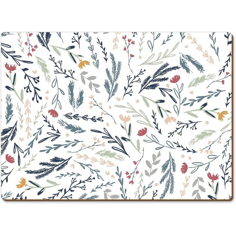 Meadow Field Decorative Hardboard Placemats with Protective Cork Backing 4 Pack Heat Tolerant and Easily Wipes Clean - multi - Set of 4