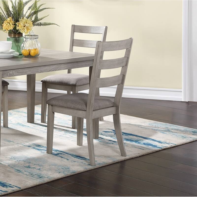 Classic Stylish Natural Finish 5pc Dining Set Kitchen Dinette Wooden Top Table and Chairs Cushions Seats Ladder Back Cha