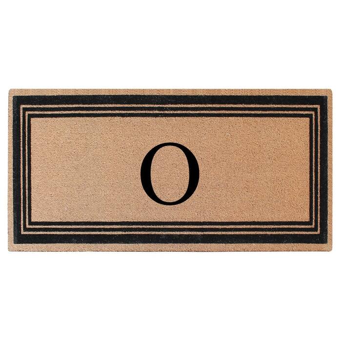 A1HC Natural Coir Monogrammed Flock Anti shed Treated Durable Doormat BlackBeige - 36"X72" - O