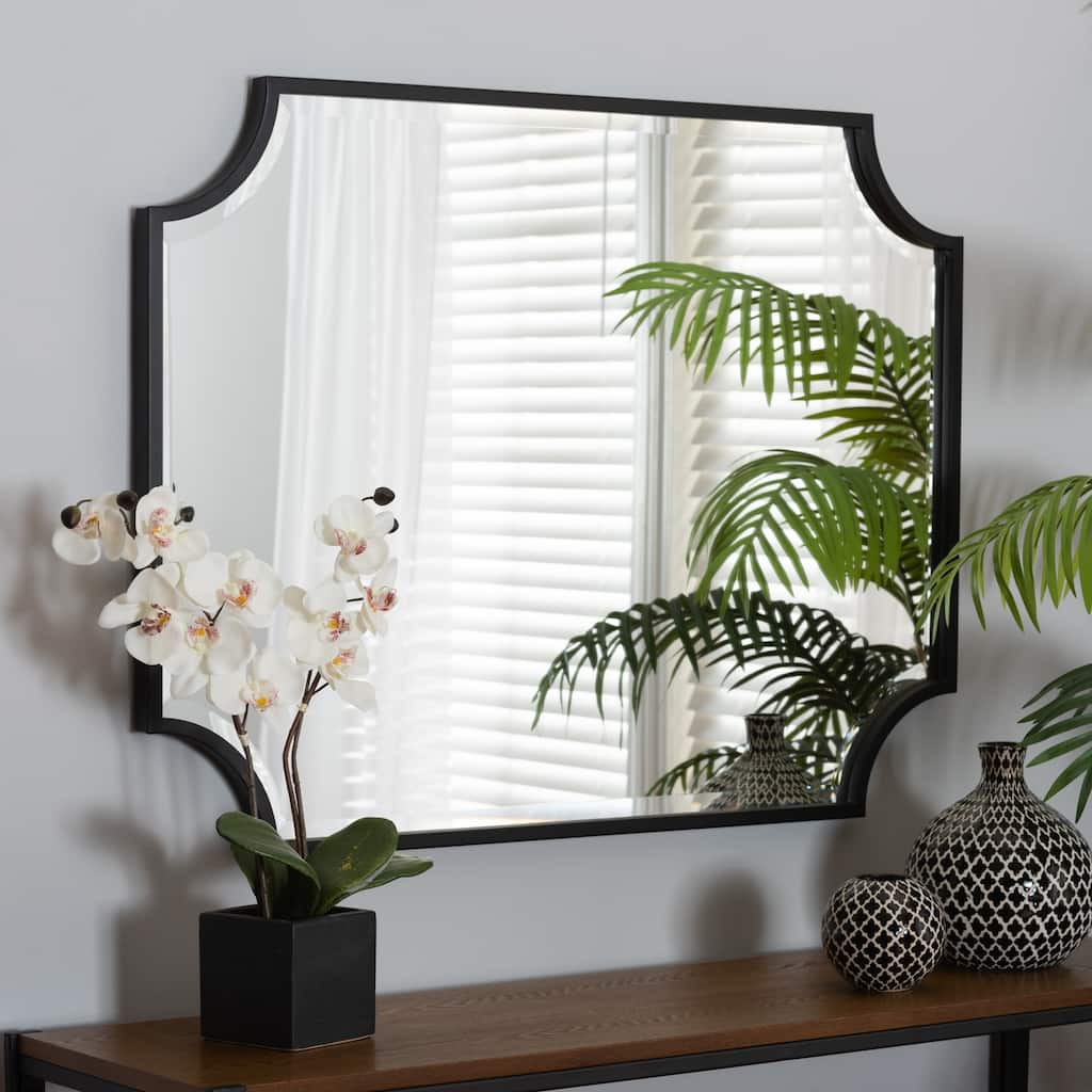 Parcenet Modern Black Finished Metal Accent Wall Mirror