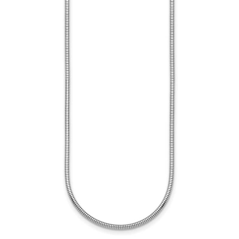 Curata 925 Sterling Silver Rhodium 1.6mm Snake Chain Necklace