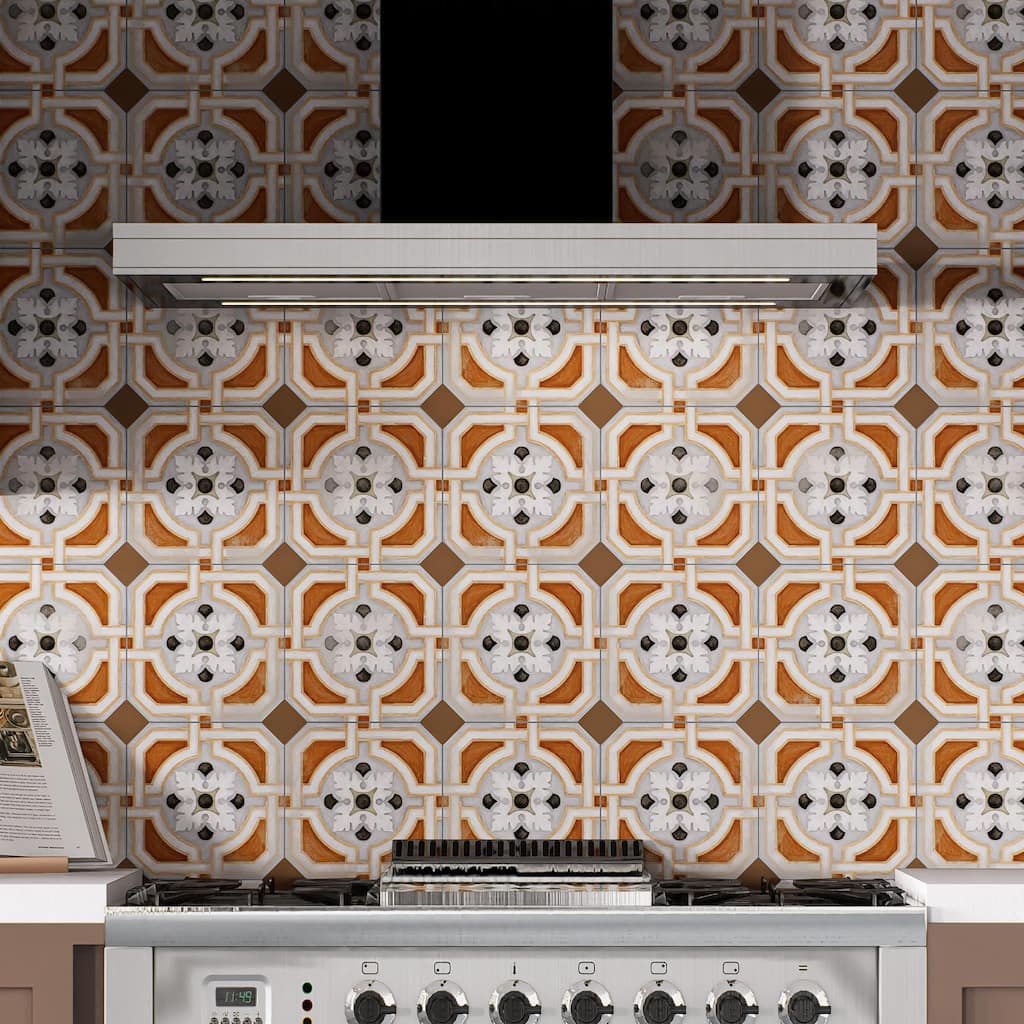 Merola Tile Vaudeville Octagon Deco Zimer 7-7/8" x 7-7/8" Porcelain Floor and Wall Tile