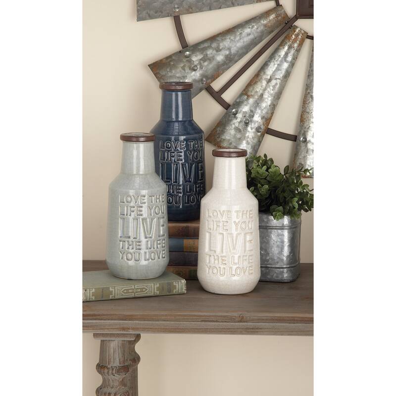 Multi Colored Porcelain Ceramic Decorative Vase (Set of 3)
