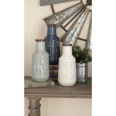 Multi Colored Porcelain Ceramic Decorative Vase (Set of 3)