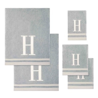 Avanti Grey with Ivory Monogram 5-Piece Towel Set