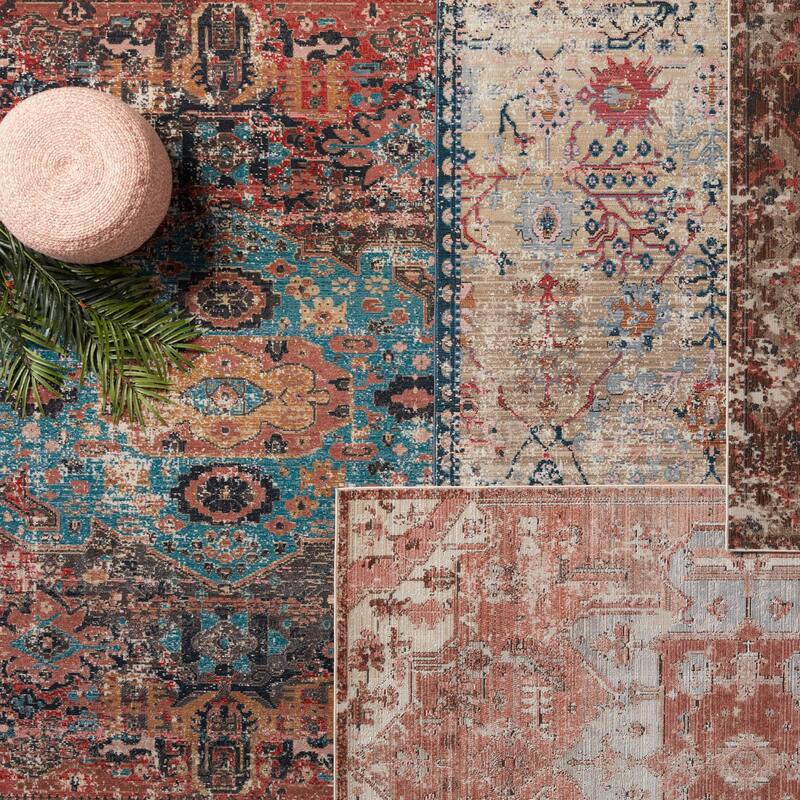 Presia Indoor/ Outdoor Medallion Red/ Teal Area Rug