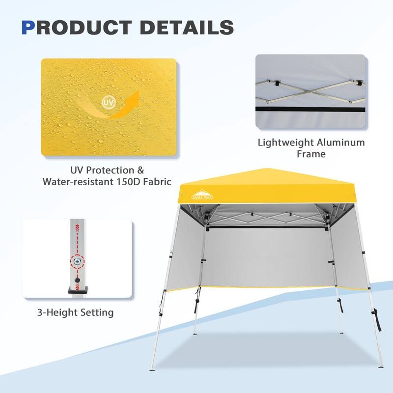 EAGLE PEAK Day Tripper 8x8 Aluminum Super-Lightweight Slant Leg Pop Up Canopy with 3 Removable Walls, Blue