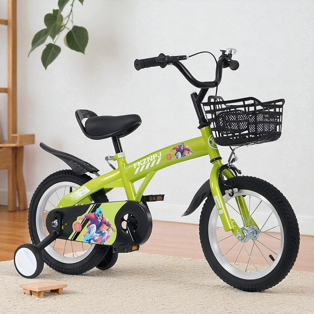 16 Inch Kids Bike with Training Wheels & Kickstand, Adjustable Saddle & Handlebar, Boys & Girls Ages 4-8