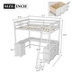 preview thumbnail 4 of 28, Full Size Wood Loft Bed with Desk, Drawers and Storage Shelves