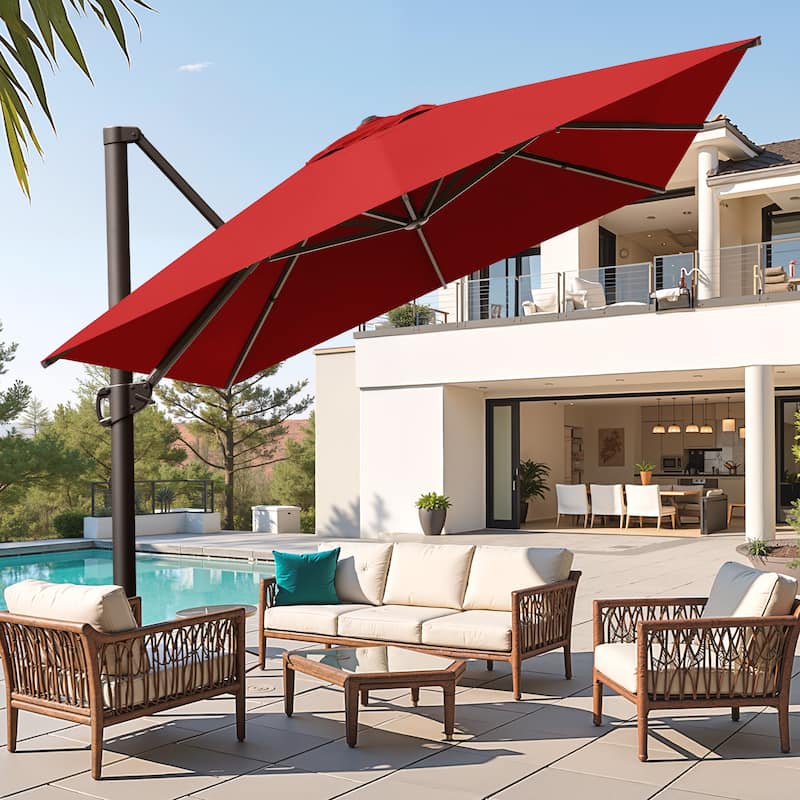 Pellebant 10x13 FT Patio Cantilever Umbrella Outdoor Offset Umbrella with No Base