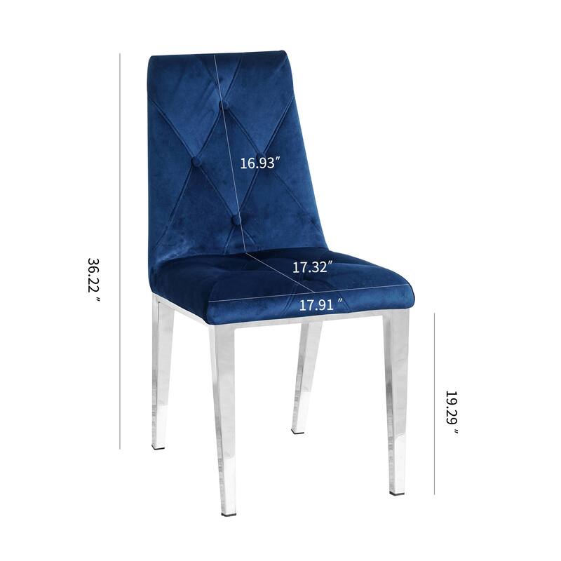 Modern Furniture Dinning Room Ergonomic Side Chairs Velvet Fabric Padded Seat Backrest Dining