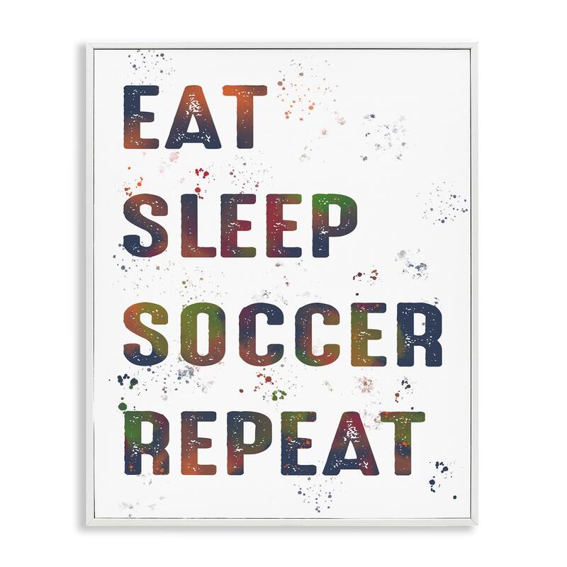 Stupell Eat Sleep Soccer Repeat Framed Giclee Art Design By Marcus Prime - 11 x 14 - White