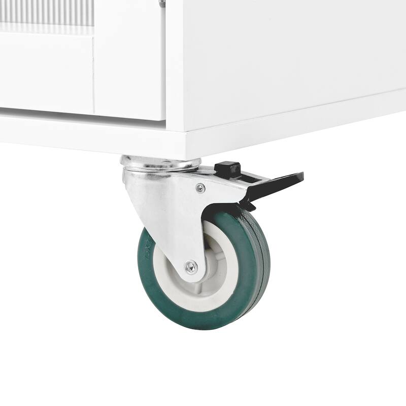 47" Mobile Kitchen Storage Trolley Cart with 2 Drawers&Cabinet and Dropleaf Top