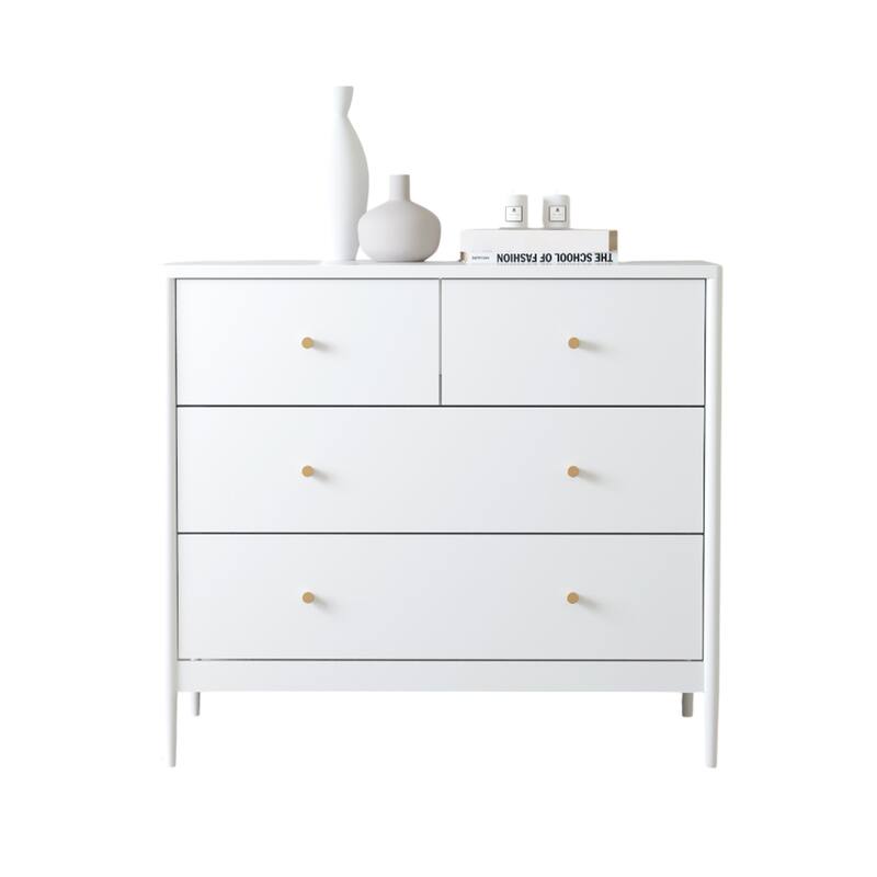White 4-Drawer Kids Dresser,Wooden Storage Cabinet for Toddler Bedroom,Nursery,Closet,Baby Nightstand Organizer,35.4" Wide