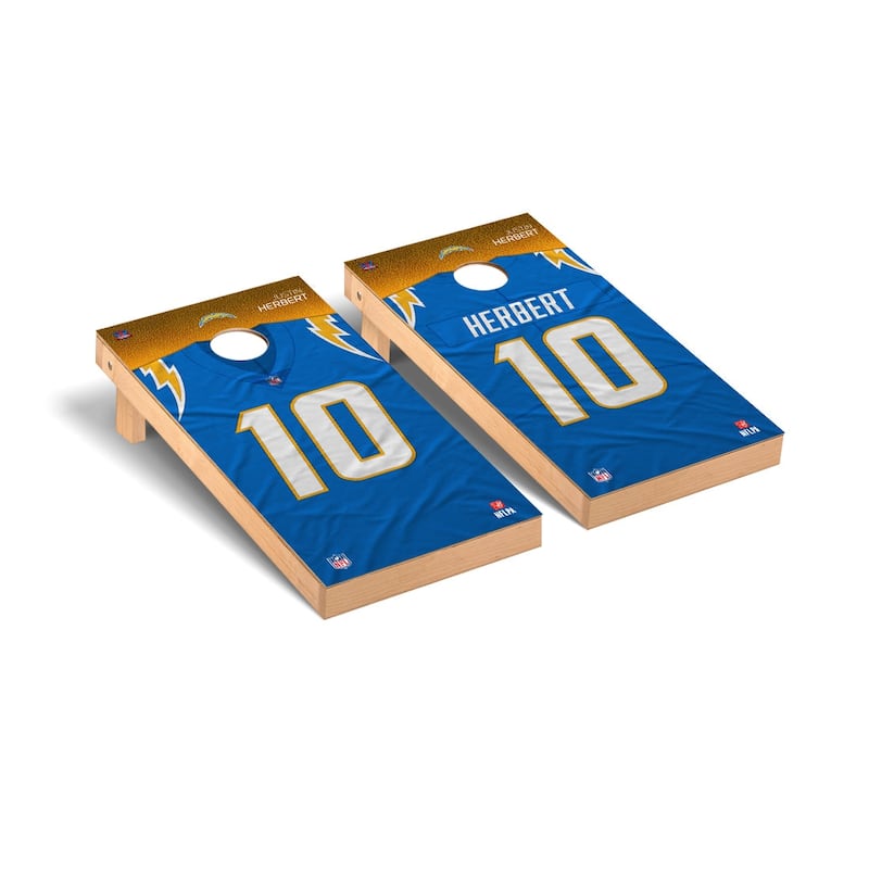Los Angeles Chargers NFL Cornhole Board Set - Justin Herbert 10 NFLPA Version