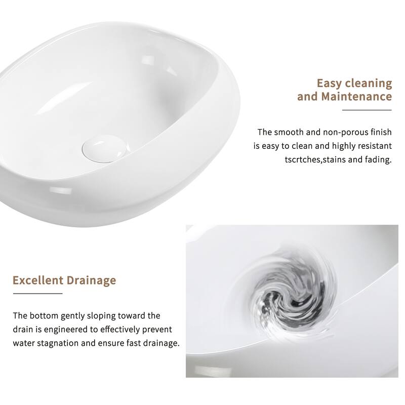 GDFStudio - Arlo Artistry Compact Modern Textured Ceramic Vessel Sink with Bas Relief Surface, No Drain and Faucet Hole