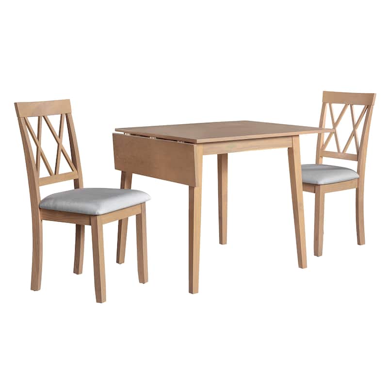 5 Piece Extendable Dining Set, Kitchen Table Set with Drop Leaf Dining Table and 4 Upholstered Dining Chairs
