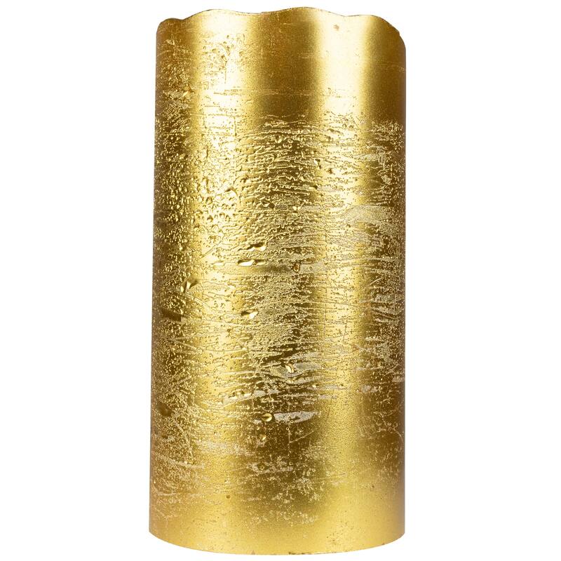 LED Lighted Flameless Flickering Pillar Christmas Candle - 6" - Gold