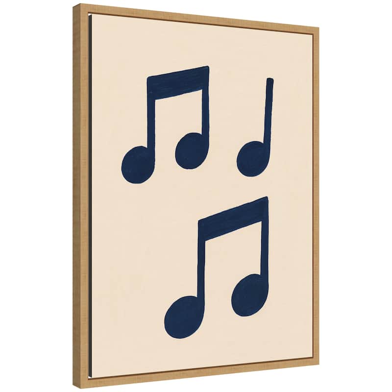 Kate and Laurel Music Notes by Laura Moss Framed Canvas Wall Art Print - 18x24