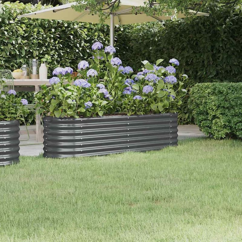 vidaXL Garden Raised Bed Patio Outdoor Raised Planter Box Powder-coated Steel - 59.8" x 15.7" x 14.2" - Anthracite